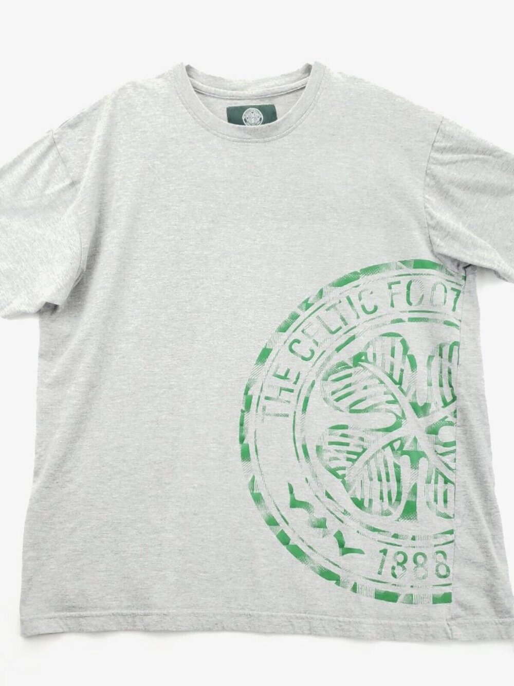 Celtic FC Football Club Shirt Men XL Gray Cotton Short Sleeve Crew Neck Pullover